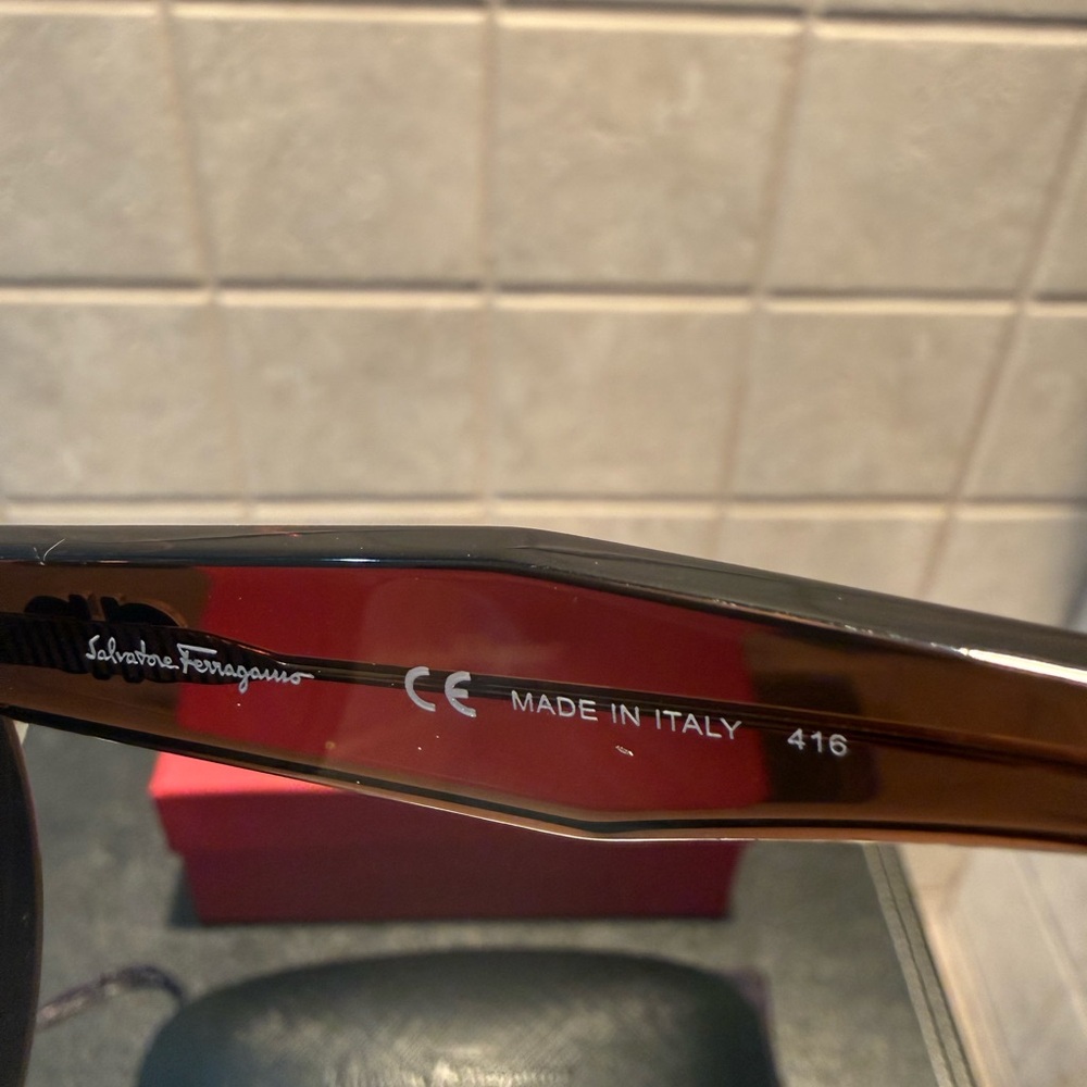 Salvatore Ferragamo Dark Brown Sunglasses - Picture 7 of 12